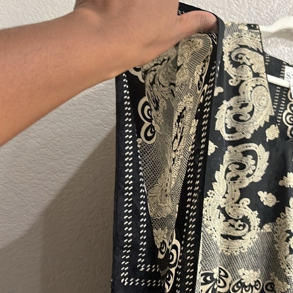 Vintage 80’s Sant’e Black Tan Lace Pattern Kaftan Dress Size OS - Picture 6 of 8